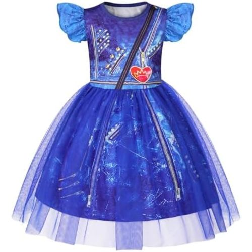 HenzWorld Girls Princess Dress Short Flutter Sleeve Tulle Costume Dress up Toddler Kids Halloween Cosplay Theme Party Outfit