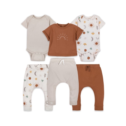 Little Star Organic Baby Unisex 6Pc Mix and Match Gift Set, Size Newborn-24 Months