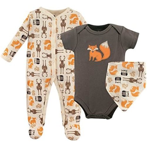 Hudson Baby baby-boys Av2024-hudson Baby Unisex Baby Cotton Sleep and Play Bodysuit and Bandana Bib Set-607dbe08