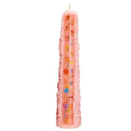 Biedermann & Sons Baby Shower Countdown Candle for Girls, Baby Pink 15 Inch Unscented Pillar, 42 Hour Burn Time, Marks 1 to 21 Year Celebrations, Keepsake Gift or Favor for Guests