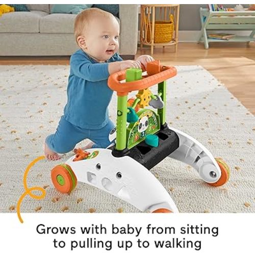 Fisher-Price 2-Sided Steady Speed Panda Walker with Smart Stages Learning & Blocks