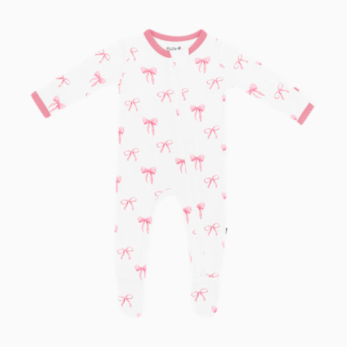 Printed Zipper Footie - Bow