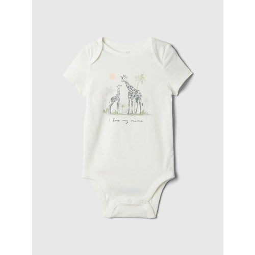 Baby First Favorites Organic Cotton Graphic Bodysuit in new off white mom, size: 12-18 M