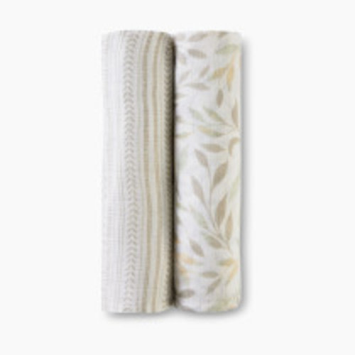 Crane Baby Cotton Muslin Swaddles (2 Pack) - Willow Multi-Color Leaf