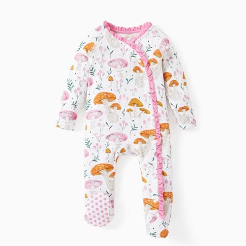 DreamCozy Baby Unisex Soft Rompers Long Sleeve Ruffle Button Clothes Newborn Boys Girls Footie Outfit