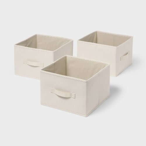3pk Fabric Drawer Storage Compatible with Hanging Closet Ivory - Brightroom™