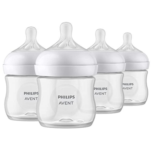 Philips AVENT Natural Baby Bottle with Natural Response Nipple, Clear, 4oz, 4pk, SCY900/04 - 4 Pack