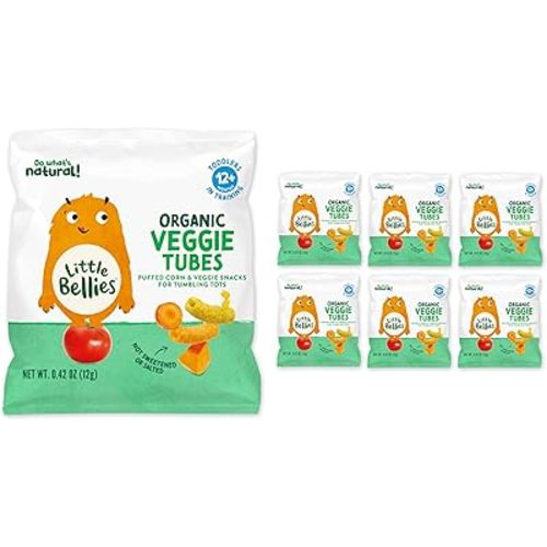Little Bellies Organic Veggie Tubes Toddler Snack (Pack of 7 x 0.42 oz Individual Packs)