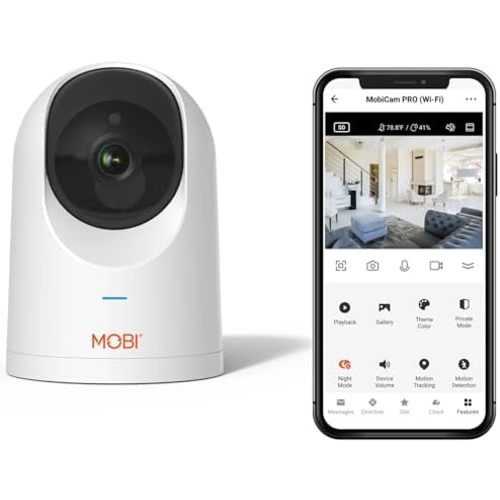 MobiCam PRO Baby & Home Monitoring Camera: Full HD, 355°Pan, 120°Tilt, 2-Way Audio, Color Night Vision, Motion Tracking & Sound Detection, Temp & Humidity Readings, Supports 5G/2.4GHz Wi-Fi
