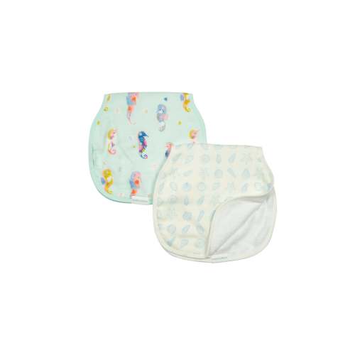 Burp Cloth Set - 2 Pack - Painterly Seahorses