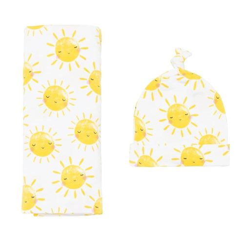 Little Sleepies Swaddle & Hat Set, Baby Swaddles Newborns, Soft Viscose from Bamboo Swaddle Blanket Wrap (Sunshine)