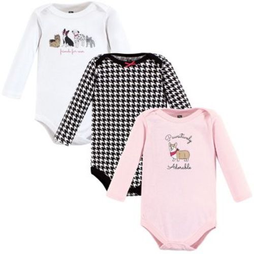 Hudson Baby Infant Girl Cotton Long-Sleeve Bodysuits, Girl Dogs 3-Pack, 3-6 Months