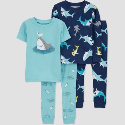 Carter's Just One You® Toddler Boys' Sharks & Birds Printed Pajama Set - Navy Blue/Light Blue, Size: 12M