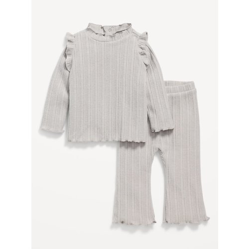 Cozy Long-Sleeve Ribbed Ruffle-Trim Top and Pants Set for Baby | Old Navy