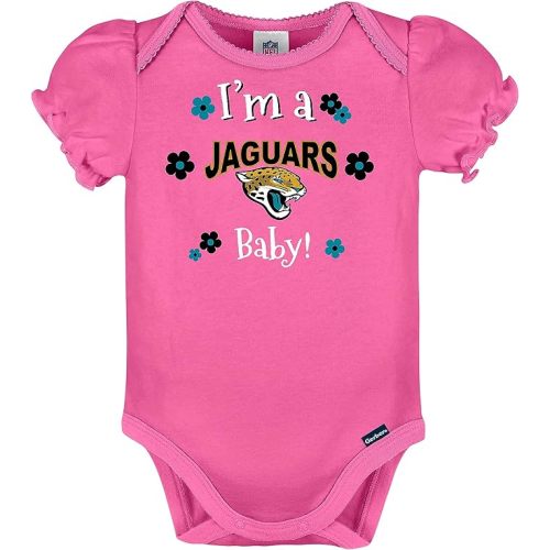 Gerber Baby Girls NFL Team 3 Pack Short Sleeve Onesie Bodysuit - 0-3 Months - Jaguars (3-pack)
