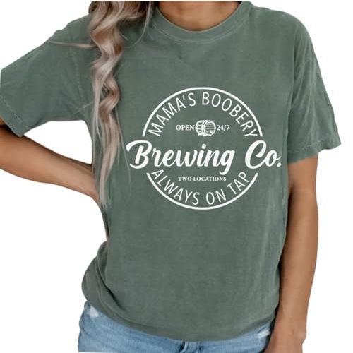 Women Maternity Shirt Comfort Colors Breastfeeding Nursing Friendly Zip Tshirt Mama's Boobery Always On Tap Tops