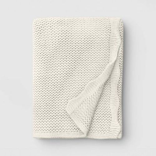 Knit Throw with Scalloped Edge Ivory - Threshold™