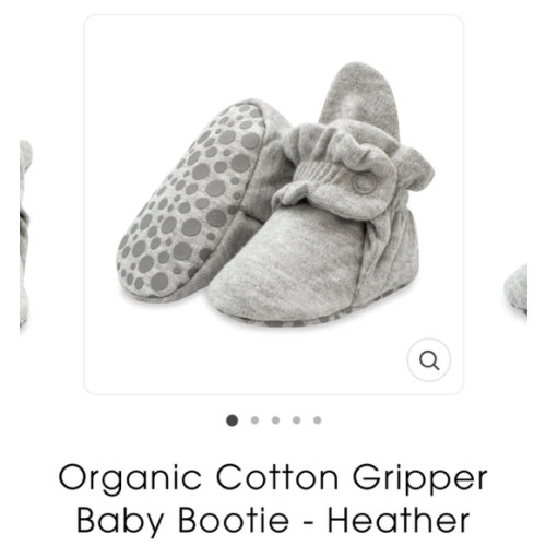 Zutano Cotton Gripper Stay-On Baby Bootie Slipper - Heather Gray