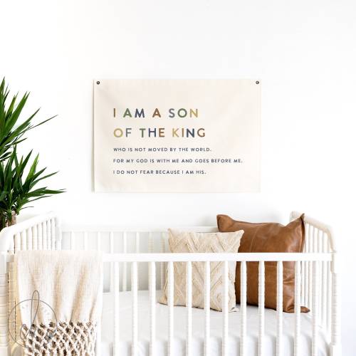 Son Of The King Canvas Flag: Nursery Wall Decor, Kids Room Art