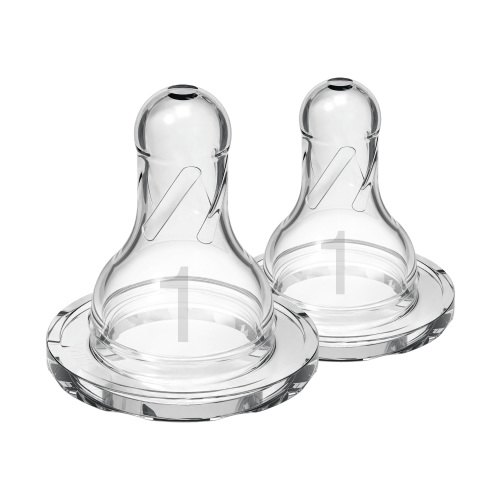 Dr. Brown's Natural Flow Level 1 Narrow Baby Bottle Silicone Nipple, Slow Flow, 0m+, 100% Silicone Bottle Nipple, 2-Pack