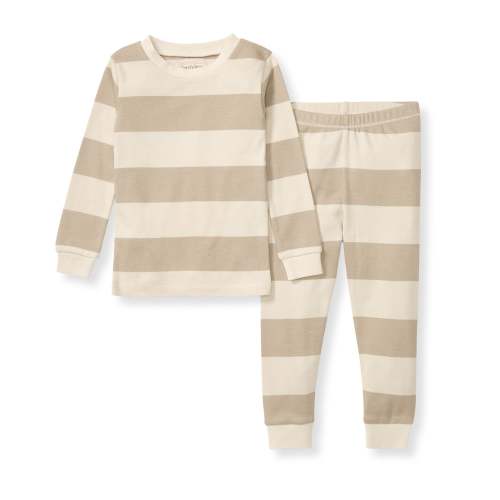 Mommy & Me Rugby Stripe Organic Cotton Two-Piece Pajamas - Oat – Burt's Bees Baby