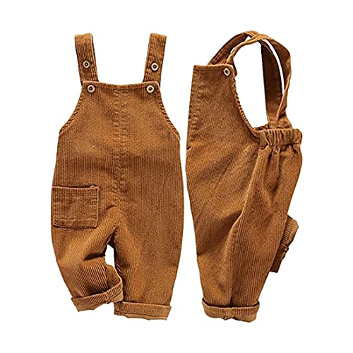 Mornyray Toddler Boy Girl Soft Corduroy Suspender Pants Kids Overalls Loose Retro