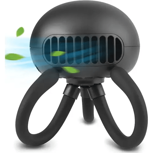 Stroller Fan Portable Bladeless Fan Mini Handheld Fan with Flexible Tripod Clip on Stroller Fan 3 Speeds Rechargeable Battery Operated Fan for Stroller, car Seat, Crib, Bike and Desktop (black)