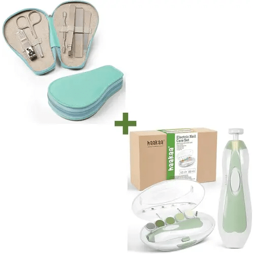 haakaa Baby Nail File Electric and 6-in-1 Baby Nail Care Kit with PU Storage Case
