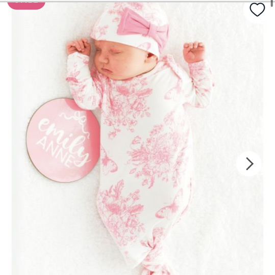 Bubblegum Pink Butterfly Toile Ruffle Knotted Sleep Gown & Hat Set
