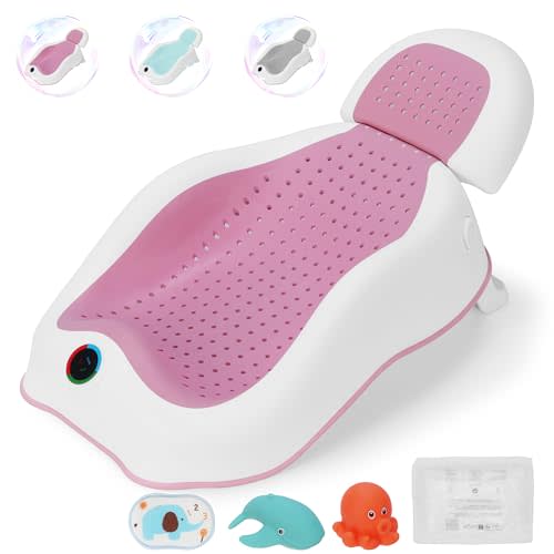 babove Baby Bath Support | Newborn Bathtub,Ergonomically Designed with Thermometer Collapsible Baby Bathtub Baby Bather, Baby tubs for Baby tubs for Newborn Essentials Must Haves (Pink)