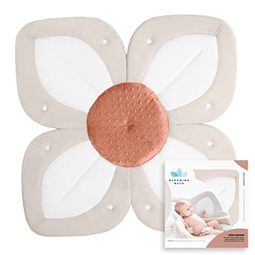 Blooming Bath Lotus Baby Bath Seat - Flower Bath Mat Baby Bath Tub Sink Bath Cushion - The Original Washer-Safe Flower Seat Baby Essentials Must Haves (Cream/White/Clay)