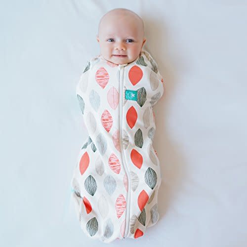 ergoPouch 0.2 TOG Cocoon Baby Sleep Sack 0-3 Months, Swaddle Sleeping Bag, Temperature Control Wearable Blanket (Blush Leaf)