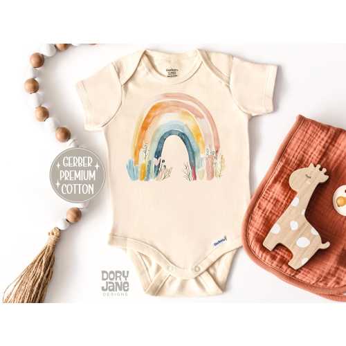 Neutral Colorful Rainbow Baby ONESIES® Brand Bodysuit Rainbow Baby Bodysuit Boho Rainbow Baby Outfit Earth Toned Rainbow Baby Outfit
