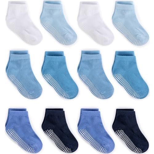 Zaples Baby Non Slip Grip Ankle Socks with Non Skid Soles for Infants Toddlers Kids Boys Girls 0-6 M