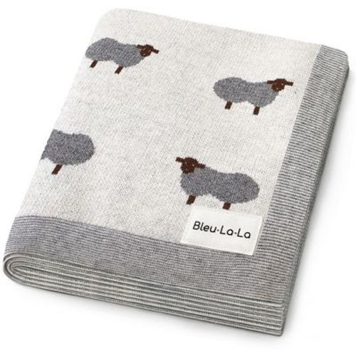 Bleu La La 100% Luxury Cotton Knit Swaddle Receiving Blanket for Blanket for Newborn and Infant Boys and Girls - Sheep - Ivory