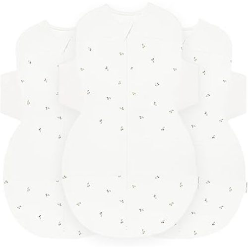 Happiest Baby SNOO Sleep Sack - 100% Organic Cotton Baby Swaddle Blanket - Doctor Designed Promotes Healthy Hip Development - 3-Pack Bundle (Ivory Cherries, S, M, L)