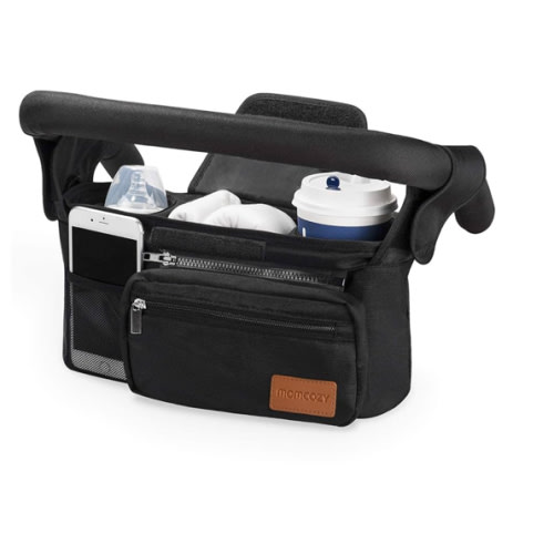 Momcozy Universal Stroller Organizer with Insulated Cup Holder Detachable Phone Bag & Shoulder Strap, Fits for Stroller like Uppababy, Baby Jogger, Britax, BOB, Umbrella and Pet Stroller