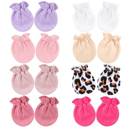 BQUBO Newborn Infant Toddler Mittens No Scratch Cotton Elastic Wrist Gloves Hypoallergenic for 0-6 Months Baby Boys Girls