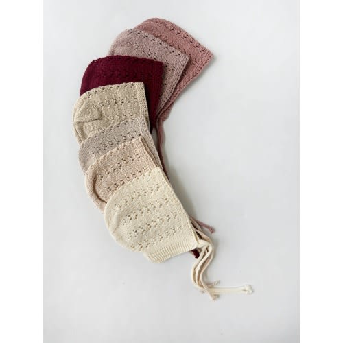 Knit baby bonnet| cotton crochet look hat | Jamie knitted
