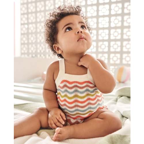 Baby Sleeveless Luxe Crochet Bubble Romper | Hanna Andersson