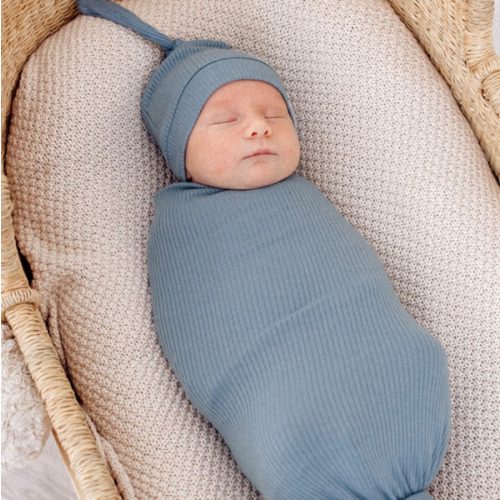 Rib Knit Swaddle Blanket - Atlantic