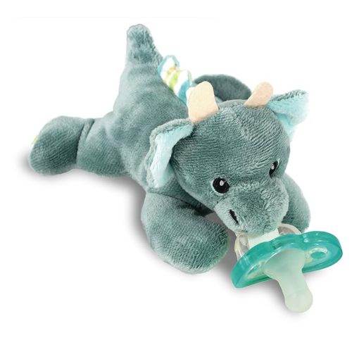 LittleGiggles RaZbaby JollyPop Pacifier, Holder w/Detachable Baby Pacifier, Stuffed Animal RaZbuddy, All Ages 0M+, 100% Medical Grade USA Made Silicone, Machine Washable, Textured & Easy to Hold – Dragon - RaZbaby JollyPop Pacifier, Holder w/Detachable Ba