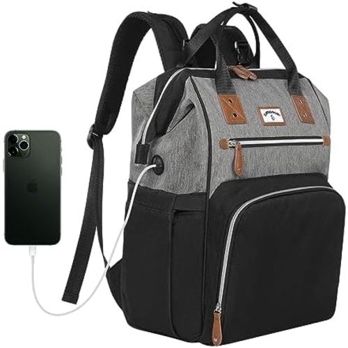 Diaper Bag Backpack:Baby Bag Large Tote Diaper bag for Boys and Girls, Men's Diaper Backpack, Women's Shoulder Mommy Bag, 2 Kids Nappy bag for mom and dad Black Grey