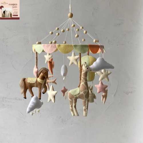 Girl Baby Mobile, Carousel Crib Mobile, Toddler Girl Nursery Decor, Pink Baby Mobile