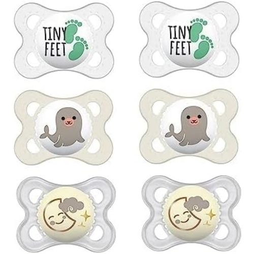 MAM Variety Pack Baby Glow in The Dark Pacifier, Includes 6 Types of Pacifiers, Nipple Shape Helps Promote Healthy Oral Development, 0-6 Months, Boy, 6 Count (Pack of 1)