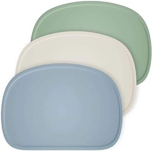 Cuddle Campus Set of 3 Silicone Placemats with Raised Edges for Kids,Toddlers,Babies, Non-Slip Dinning Table Mat, Baby Eating Mat, Food Mat Set 1