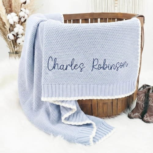 Baby Blanket With Name, Baby Gift, Baby Keepsake, Baby Coming Home Outfit, Embroidered Nursery Blanket