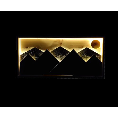 Handcrafted Lighted Dual Mountain Range made from cedar comes with LED lights behind mountains