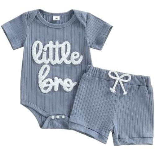 Baby Boy Summer Clothes Little Brother Newborn Outfit Short Sleeve Romper Casual Shorts Set 0 3 6 12 Months