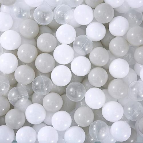 Ball Pit Balls for Toddlers, BPA Free Crush Proof Plastic Toy Balls for Ball Pit, Children's Pool Water Toys, Macaron Ocean Balls for Play Tent 2.15 Inch Pack of 100 - 100pcs - C_white&transparent&light Grey